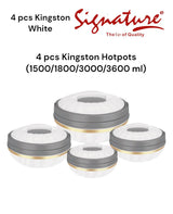 4 Piece Kingston Hotpots Set (1500ml, 1800ml, 3000ml, 3600ml) | White, Grey, Ivory
