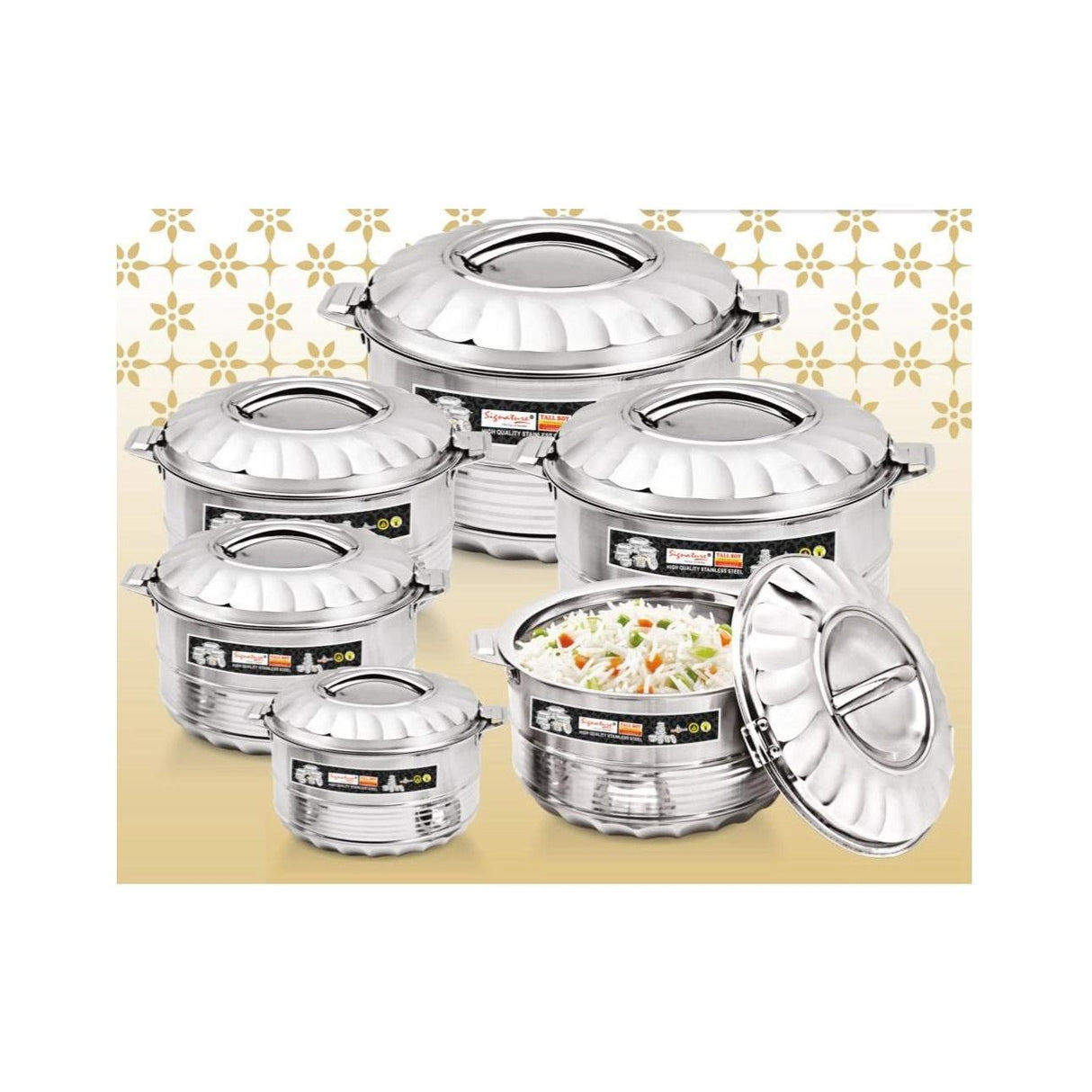 6 Piece Tall Boy Premium Stainless Steel Hotpots Set (1500ml, 2500ml, 3500ml, 5000ml, 7500ml, 10000ml)- Furaha Finds Kenya