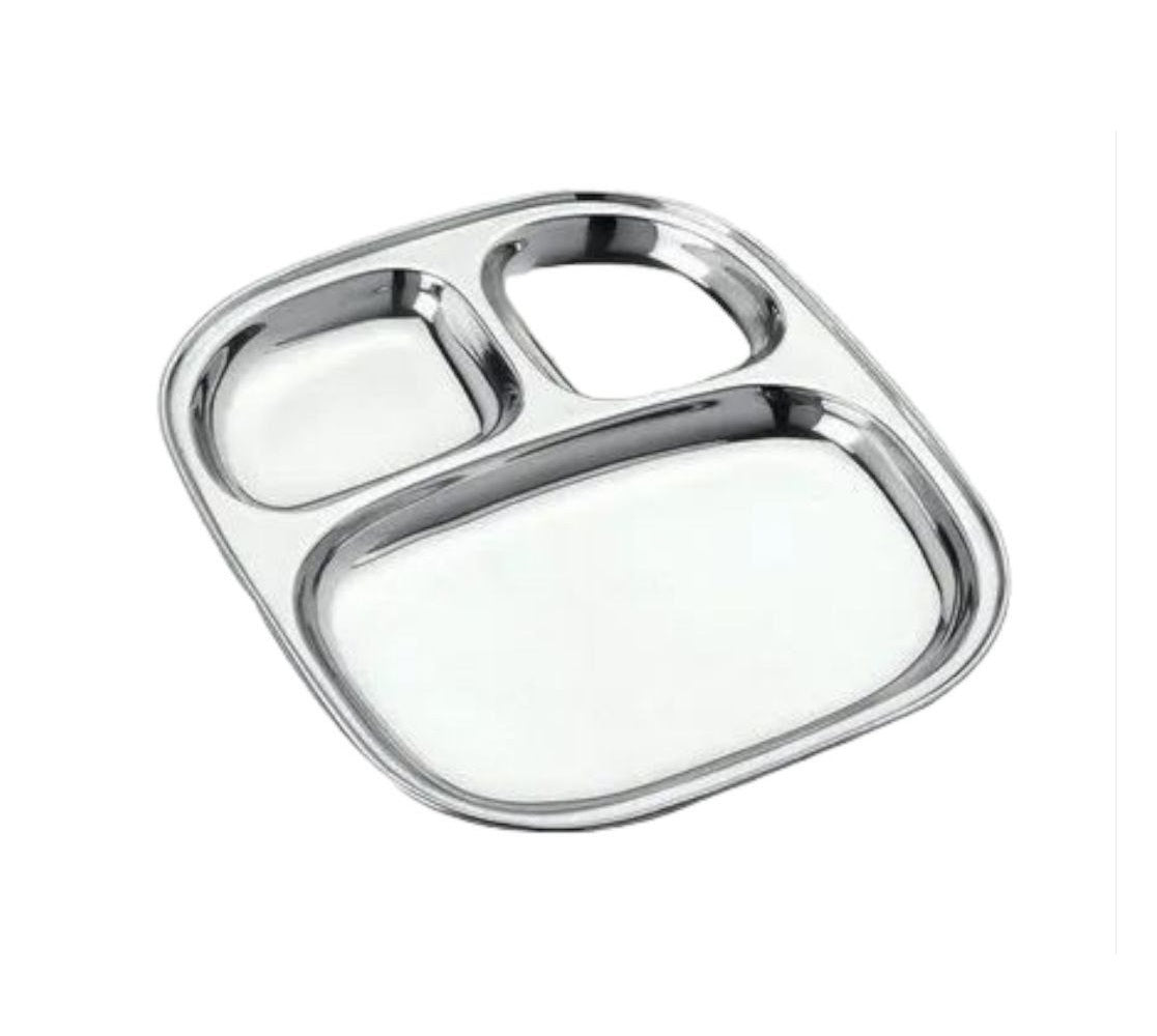60 Piece No. 1 Oval Stainless Steel Pav Bhaji Plates Set | Multi-Partition Serving Plates | Durable & Stackable