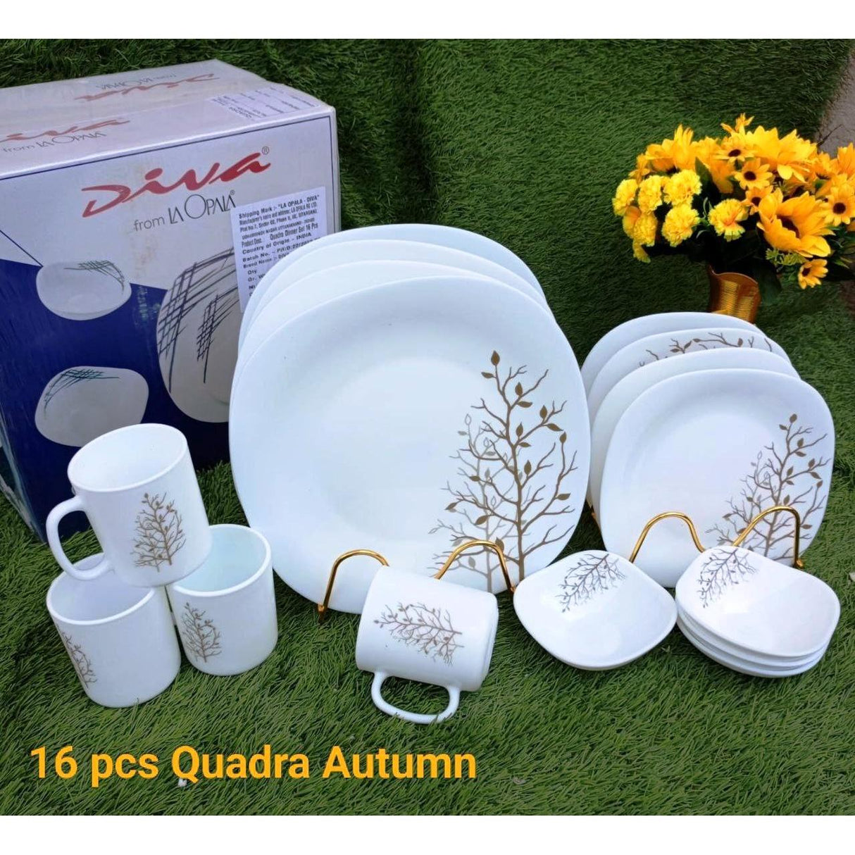 Signature 16 Piece Quadra Dinner Set | Autumn-Inspired Design | Square Dinnerware for Elegant Dining- Furaha Finds Kenya