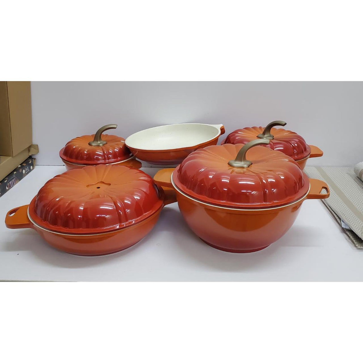 9 Piece USFE Pumpkin Granite Cookware Set Scratch Resistant and Durable
