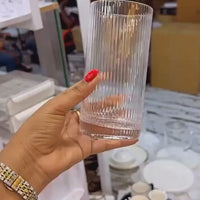 Japanese Style Ribbed Glasses For Dining Crystal Clear