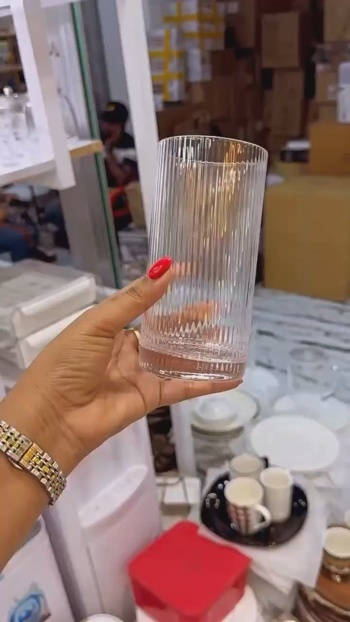 Japanese Style Ribbed Glasses For Dining Crystal Clear