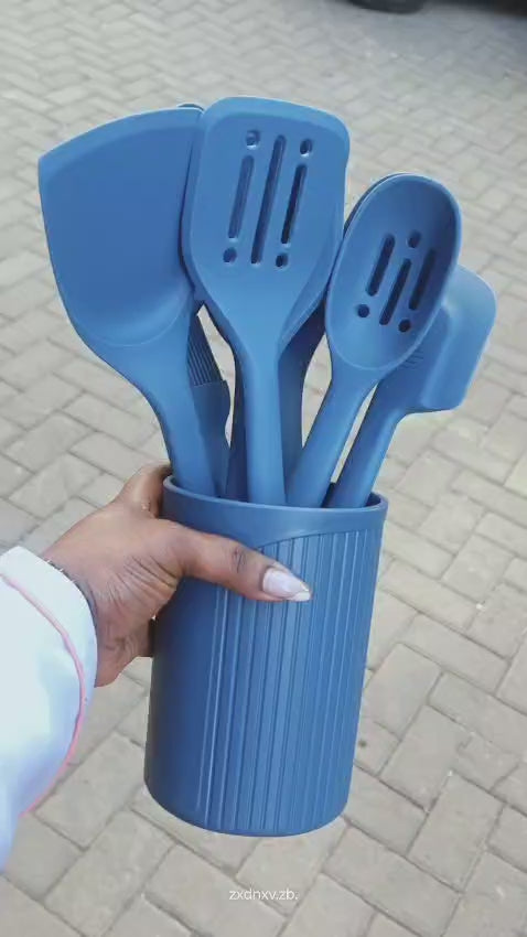 11pcs High Quality Silicone Serving Spoon Set – Non-Stick Heat Resistant Kitchen Utensils