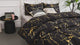 Marble Printed 3 Piece Luxury Microfiber Down Comforter Quilt cover set | Zipper Closure Duvet Cover & 2 Pillowcases | Premium Cotton | Gold Marble Texture | Black and Green