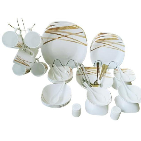 Signature 39 Piece Quadra Dinner Set | Elegant Golden Shades Porcelain | Complete Formal Dining Set- Furaha Finds Kenya