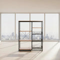 Multipurpose Kitchen and Office Cabinet – 90×30×122cm Wood and Metal Storage Rack Unit furniture Wall Kitchen Cabinets