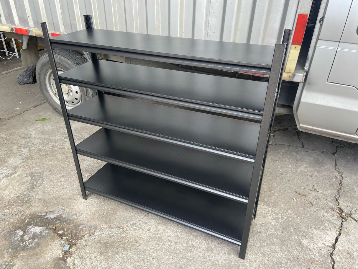 Space Saving 5 Layer Full Metallic Shoe Rack Black