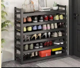 Space Saving 5 Layer Full Metallic Shoe Rack Black