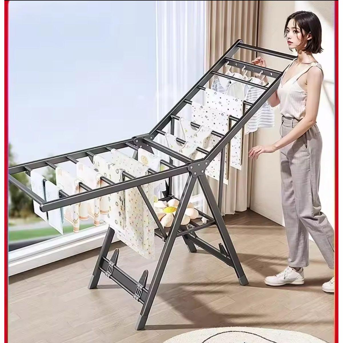 Heavy Duty Foldable Clothes Drying Rack with Wheels – Large Floor-Standing Indoor & Outdoor Laundry Organizer 170x130x47cm