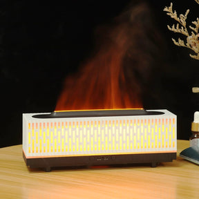 White Striped 3D Flame Humidifier Aromatherapy Diffuser with Remote Home decor Humidifiers