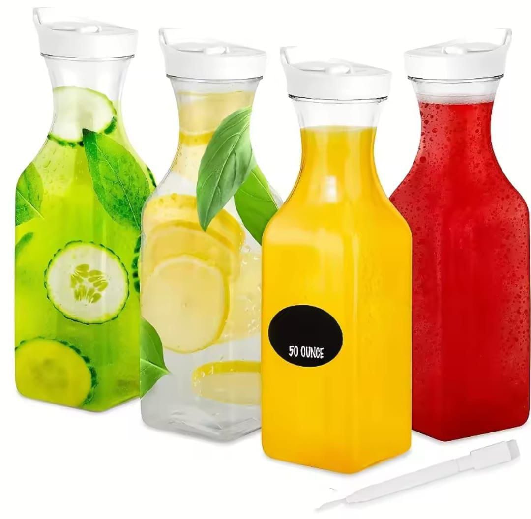 Multipurpose Square Pitcher Jars – 1600ml and 1100ml Transparent Design