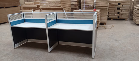 2-Person Office Workstation Desk with Privacy Panels – Modern Modular Design