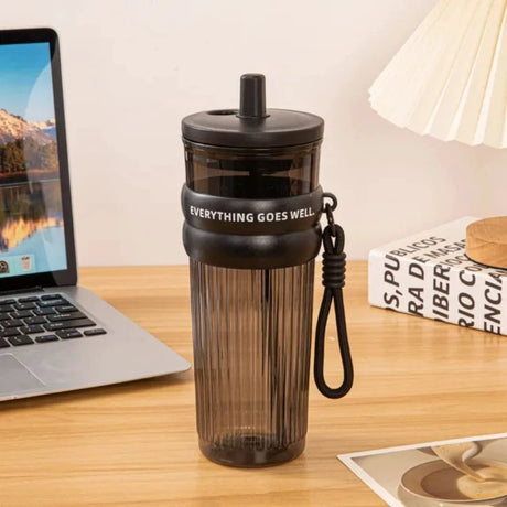 Large Capacity Straw Water Bottle with Rope Strap Straw cups Water Bottles