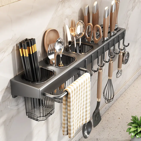 Wall Mounted Cutlery Storage Holder Space Saving 40cm Utensil Organizer Ideal for Modern Kitchens- Furaha Finds Kenya
