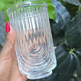 6 Pieces Unique Ribbed Glasses 520ml High Quality Drinking Glass Set Drinkware Sets