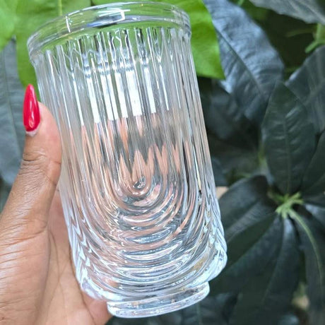 6 Pieces Unique Ribbed Glasses 520ml High Quality Drinking Glass Set Drinkware Sets