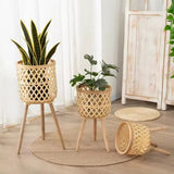 Boho Rattan Plant Stand Set Plant stand Plant Stands