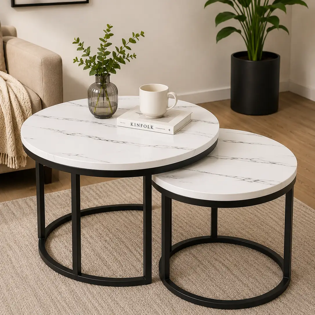 Modern Marble Nesting Coffee Table Set Tables