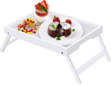 Breakfast in Bed Foldable Bamboo Tray Available in Wooden, Black, and White