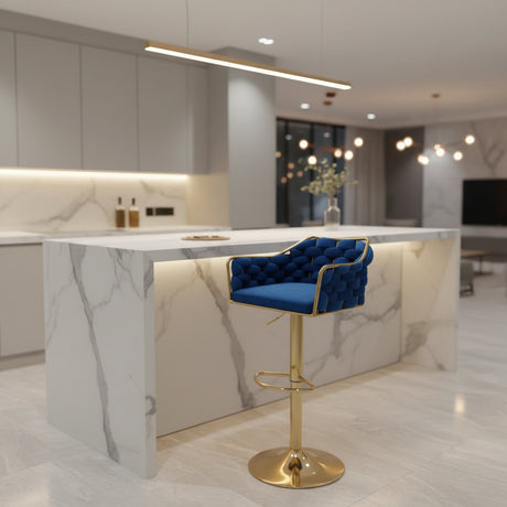 Luxury Braided Velvet Adjustable Bar Stool