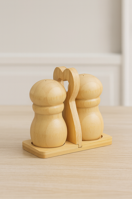 2 in 1 Bamboo Salt Shakers with Dual Compartment Design- Furaha Finds Kenya