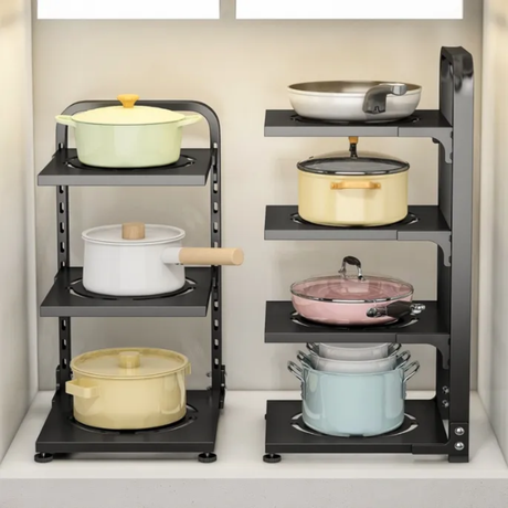 3 Tier Kitchen Adjustable Storage Rack Carbon Black Steel with Strong Bearing Capacity.- Furaha Finds Kenya