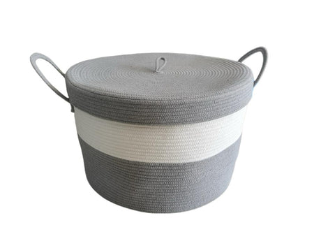 Extra Large Cotton Rope Basket with Lid 55cm x 35cm Storage Organizer