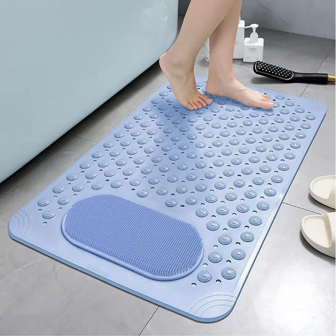 Anti-Slip Bathroom Mat with Massage Pad and Suction Cups – Soft & Secure Bath Mat