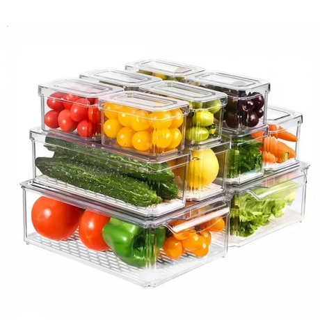 14pcs Stackable Fridge Organizers Clear Acrylic Storage Bins Space Saving & BPA-Free- Furaha Finds Kenya