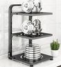 3 Tier Kitchen Adjustable Storage Rack Carbon Black Steel with Strong Bearing Capacity.- Furaha Finds Kenya