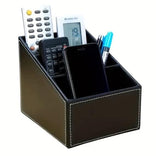 Multi-Compartment Leather Desk Organizer and Remote Holder