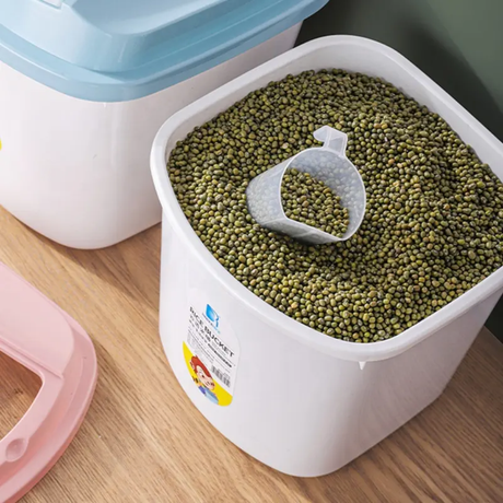 Rice Storage Bucket 10kg Capacity with Lid Available in Blue and Pink- Furaha Finds Kenya
