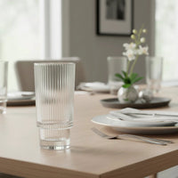 Ribbed Aesthetic Highball Crystal Glasses 290ml Set of 6 Drinkware Sets