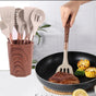 11pcs Durable Silicone Spoons Set with Gold Plated Wooden Handles and Round Holder- Furaha Finds Kenya