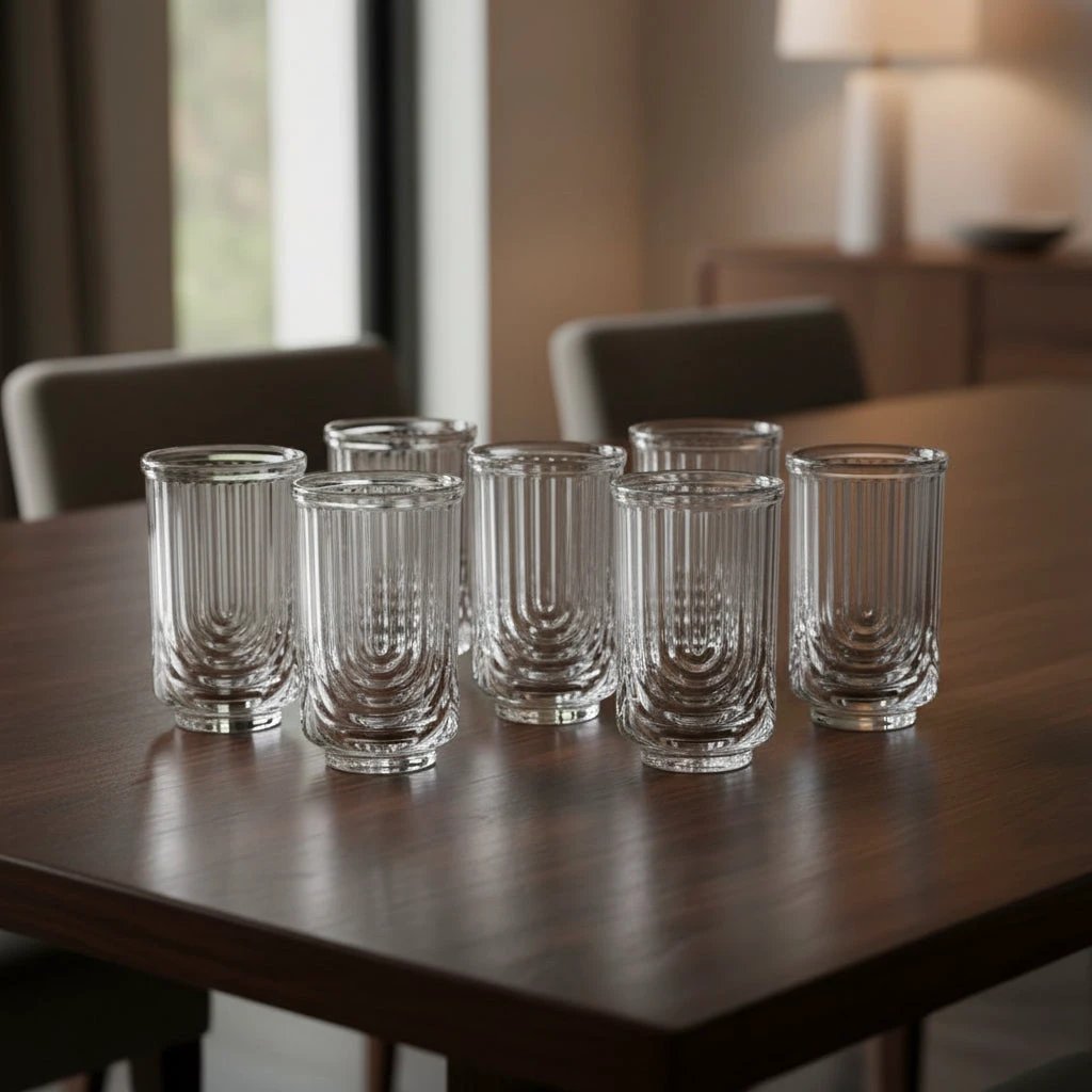 6 Pieces Unique Ribbed Glasses 520ml High Quality Drinking Glass Set Drinkware Sets