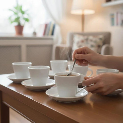 Ceramic Espresso Cup and Saucer Set – 12-Piece White 170ml Coffee Set Breakfast set Coffee & Tea Cups