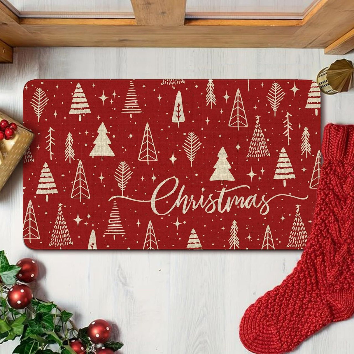Anti-Slip Entryway Christmas Mats – 40×60cm Rubber Bottom Festive Door Mat