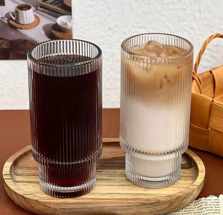 Ribbed Aesthetic Highball Crystal Glasses Set 6 Entertaining cocktail glasses Drinkware Sets