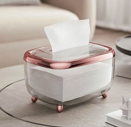 Luxury Rose Gold & Clear Acrylic Tissue/Serviette Holder with Lid.