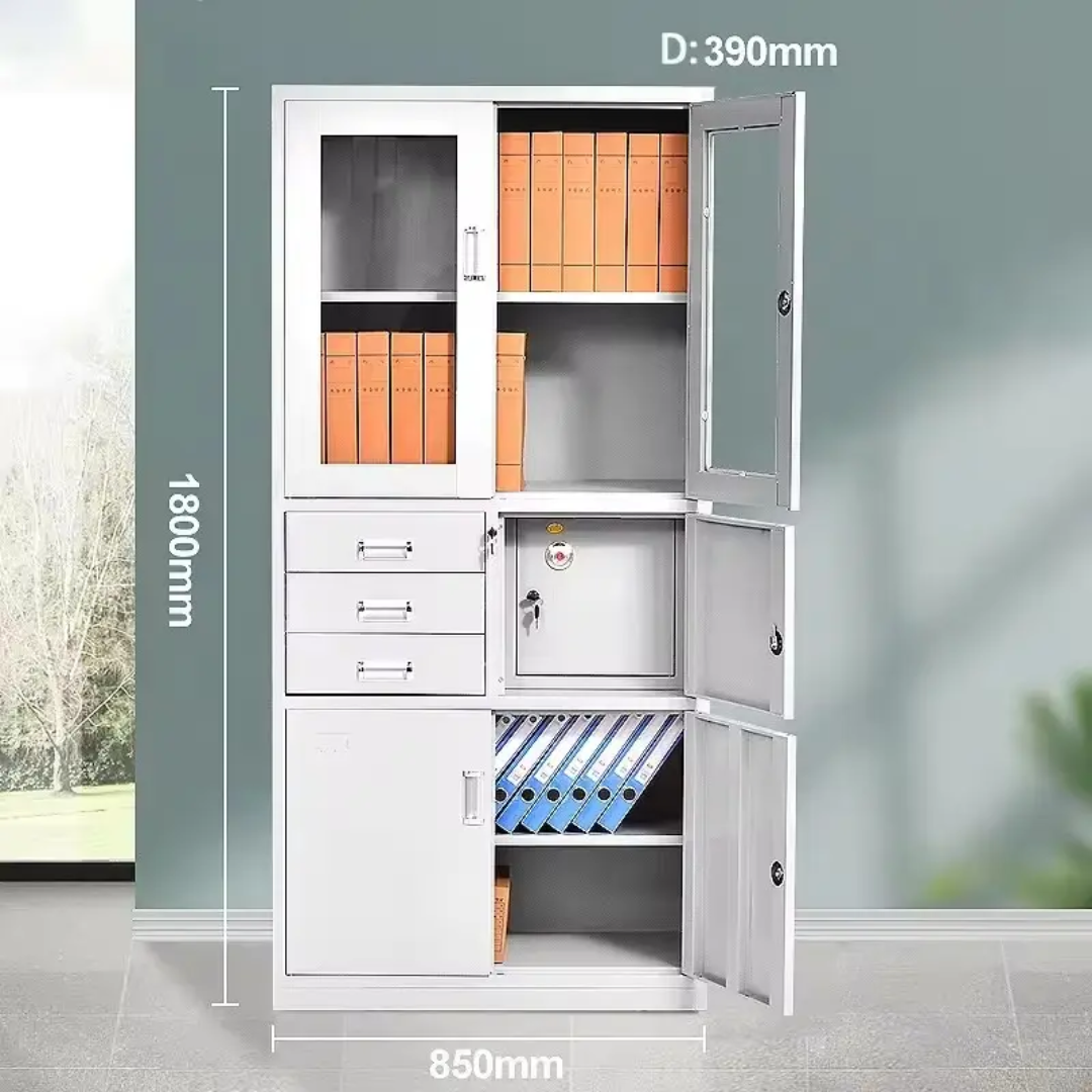 Multi-Compartment Office Filing Cabinet with Lock