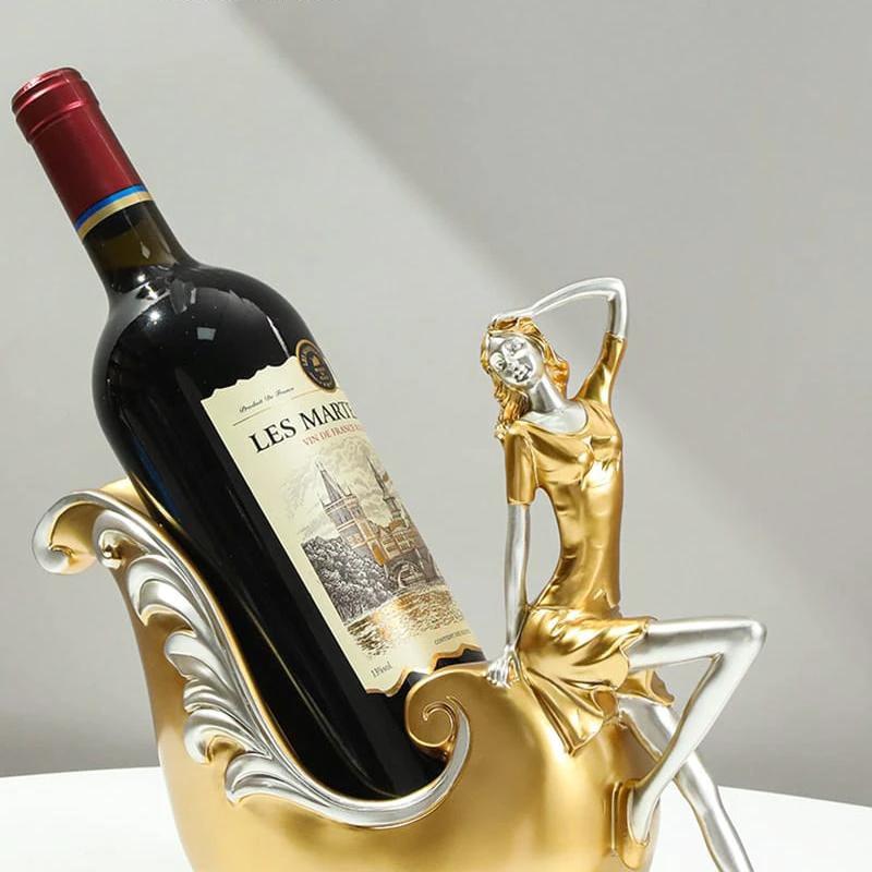 Creative Gold Resin Wine Bottle Holder Decorative Statue Home decor