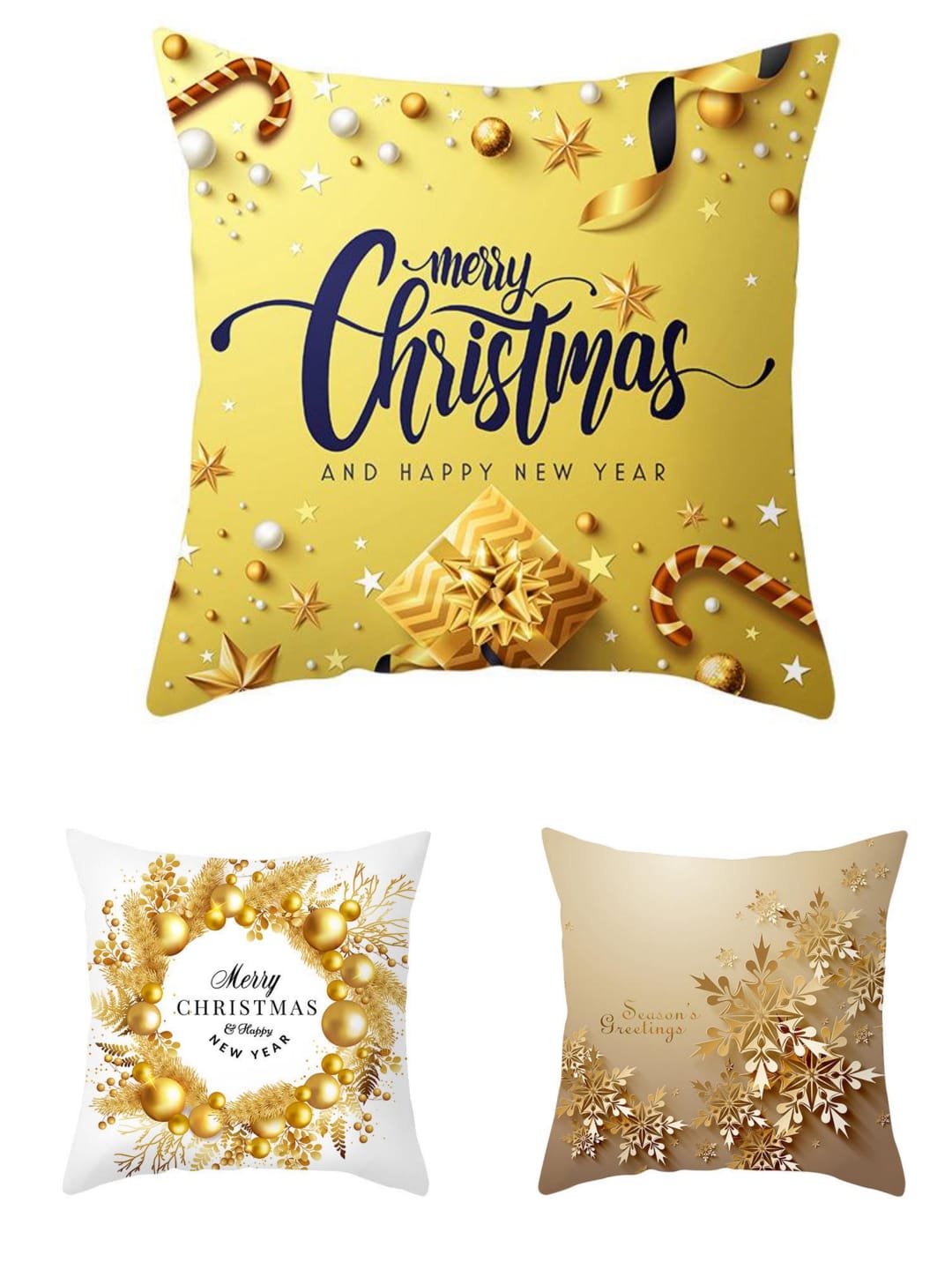 Christmas Themed Linen Throw Pillow Cases – 45cm x 45cm Festive Cushion