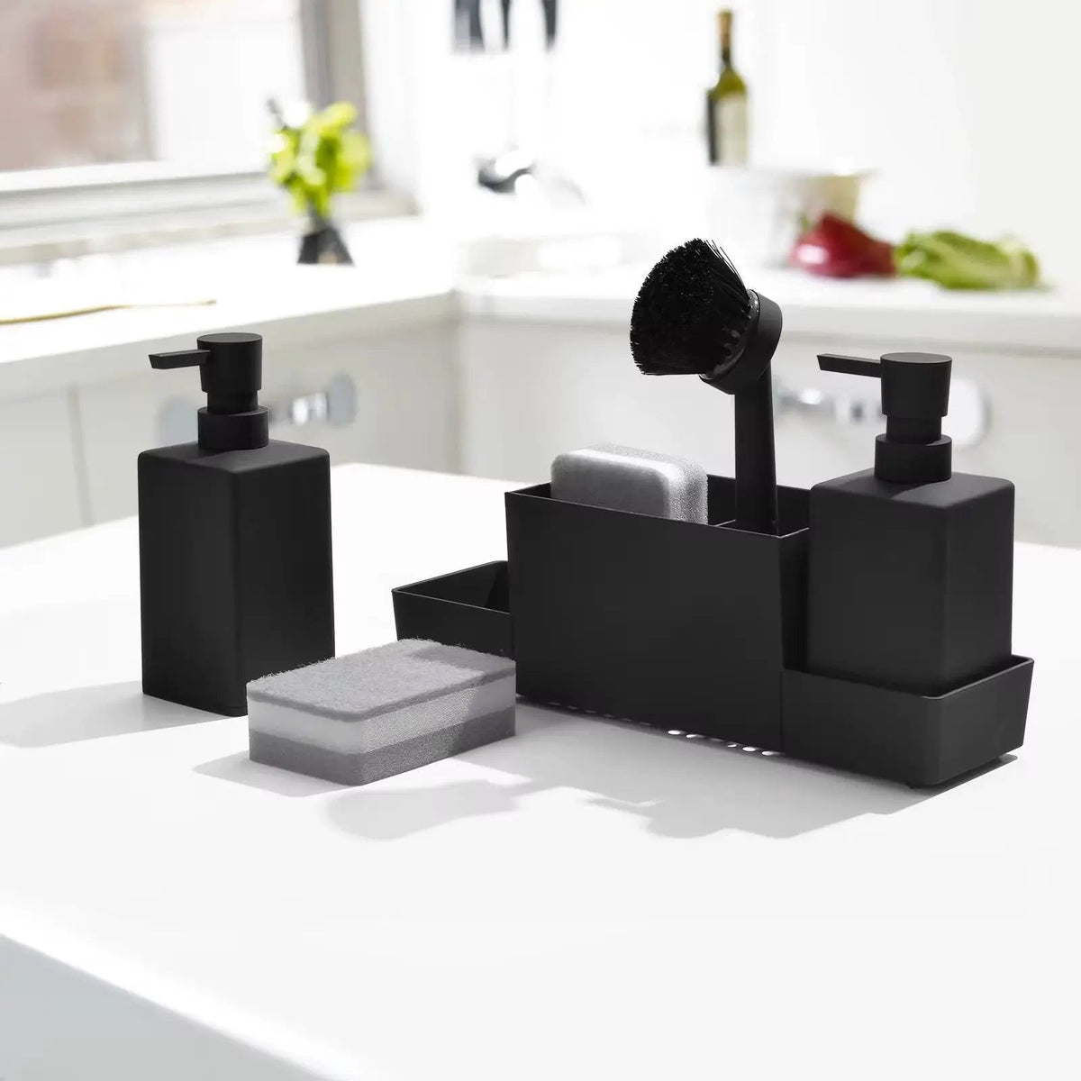 Kitchen Soap Dispenser & Sink Caddy Set Soap & Lotion Dispensers