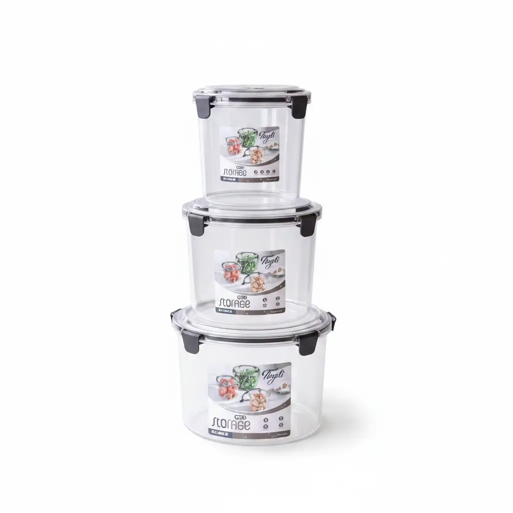 3 Pcs Large Acrylic BPA Free Storage Containers Food Storage Containers