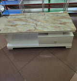 Modern marble -top coffee with storage drawers 2sides