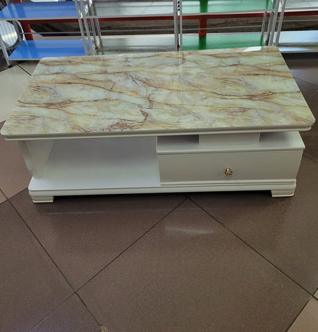 Modern marble -top coffee with storage drawers 2sides