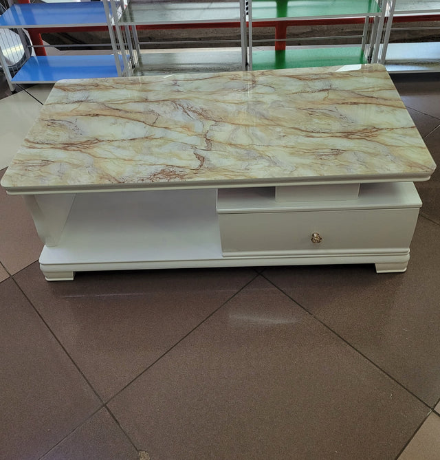 Modern marble -top coffee with storage drawers 2sides