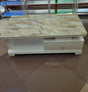 Modern marble -top coffee with storage drawers 2sides