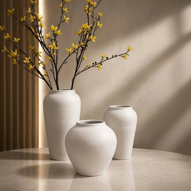 3 Pcs Minimal White Vase Set Decor Vases